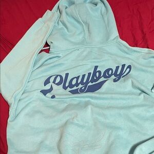 PLAYBOY Sky Blue Hoodie with Navy Logo
